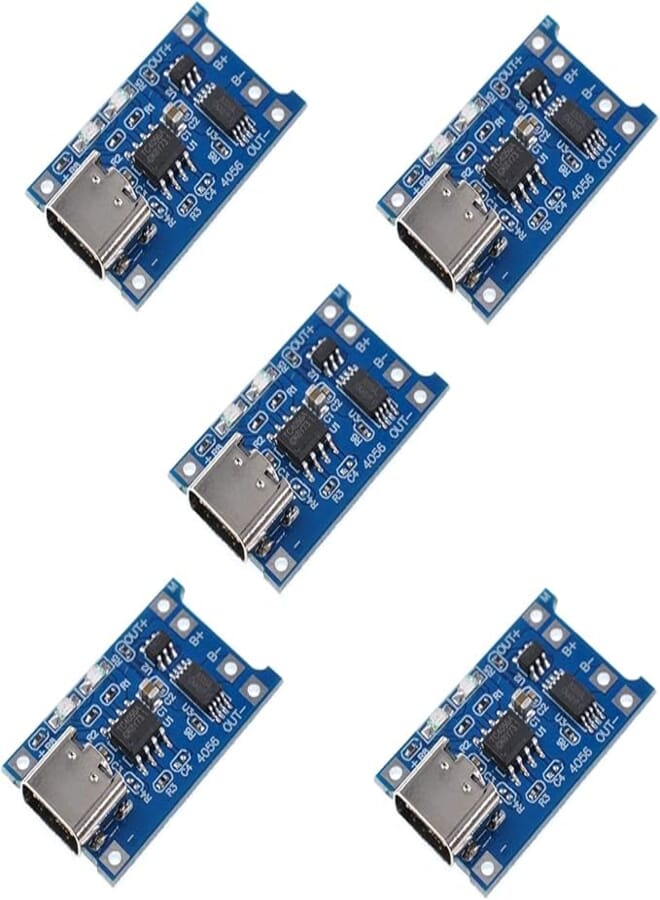 ويلوين 5 قطع نوع C USB 5V 1A 18650 شاحن بطارية ليثيوم وحدة لوحة TP4056 مع وظائف حماية مزدوجة